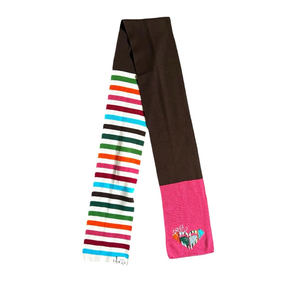 Vintagee 2000s Y2K Roxy Striped Colorful Heart  Scarf
